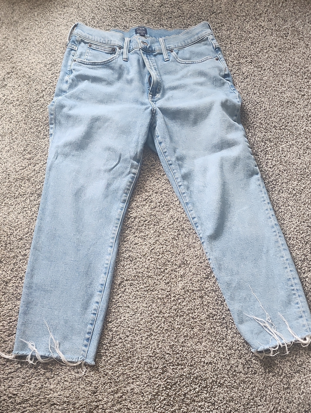 J Crew light Wash Frayed Hem Jeans